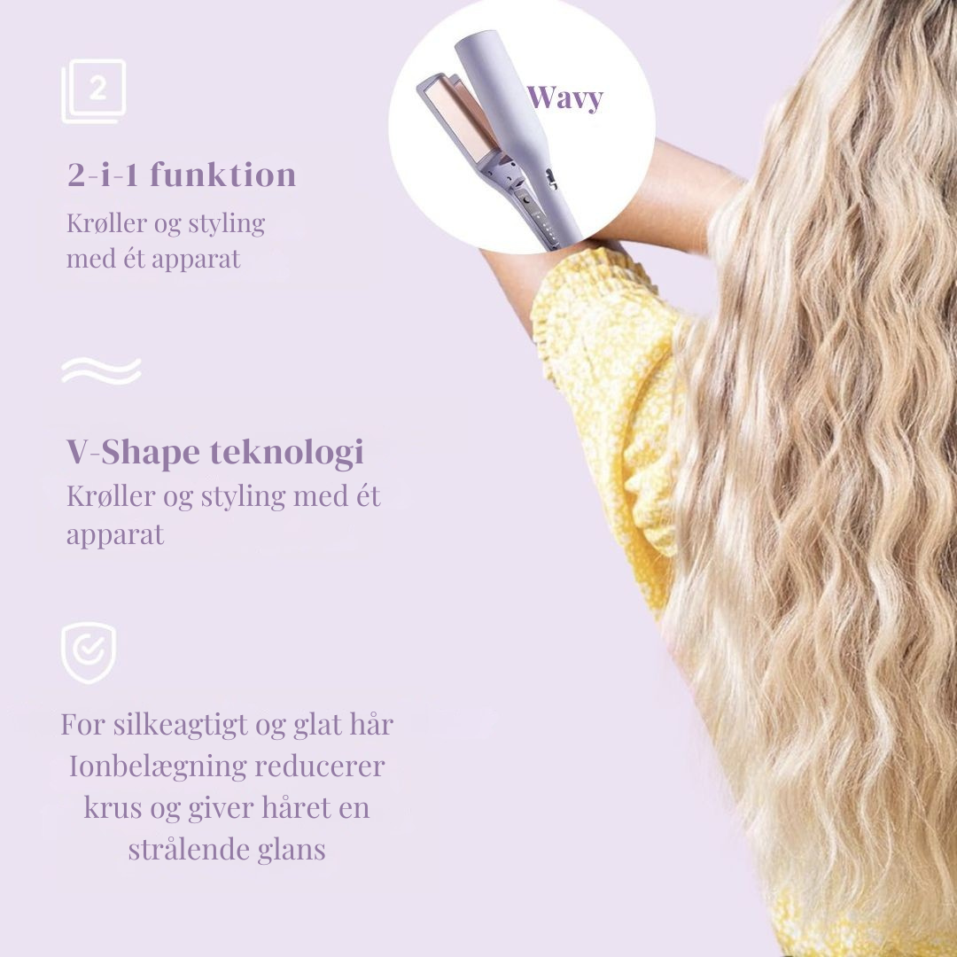 Wavy Krøllejern - Strandlook + Gratis Hårklips