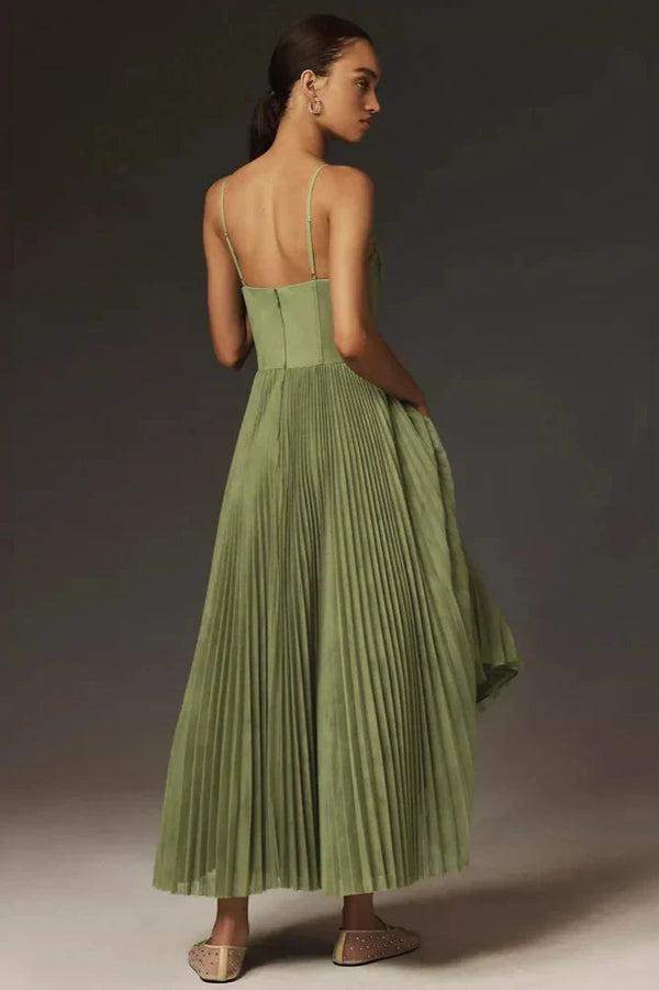 Bustier Plisse Tyl Fit-&-Flare Midi Kjole
